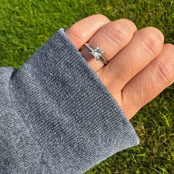 Zales Silver Princess Cut Ring - Picture 1 of 3